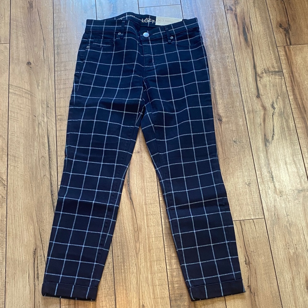 5/$25! LOFT Women's Navy Checkered Jeans